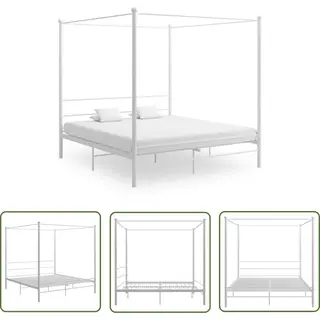 VidaXL Metalen Bedframe - Slaapcomfort - Hemelbedframe Metaal Wit 180x200 Cm - Hemelbed - Bedframe Wit - Boxspring Bed