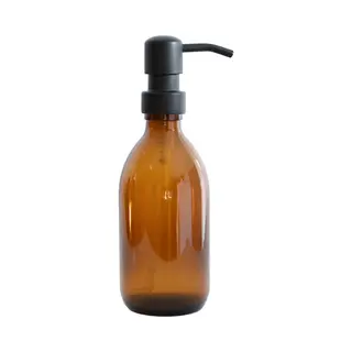 Groeikruid® Zeeppompje | Zeepdispenser | Vrijstaand En Hervulbaar | 300 Ml Amber Glas | Rvs Pompkop | Mat Zwart