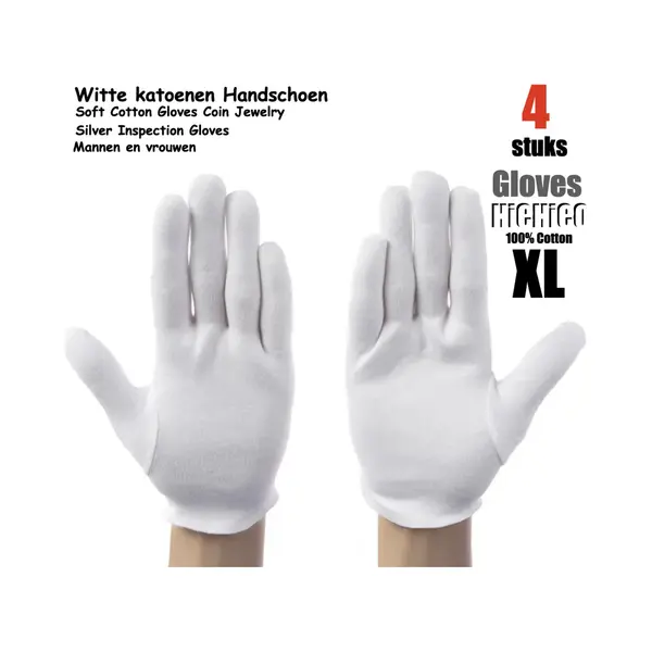 Katoenen Handschoenen Wit Xl 4stuks – 2 Paar Beschermende Handschoenen - Gezondheidszorg - Ziekenhuis - Beauty Center, Kapper En Salon Spa Tattoo thumbnail