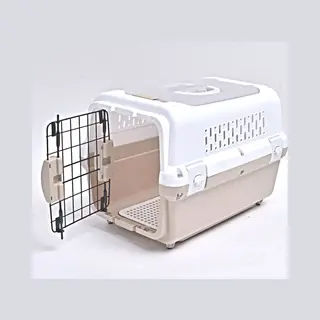 RHRQuality Reismand Kat & Hond – Stevige Transportbox Met Stalen Deur – Reistas Kat Xl (50 X 30 X 30 Cm) – Lichtgewicht & Veilig – Cappuccino
