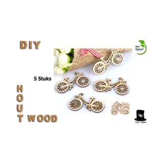 Bob Online™ Bob Online ™ - 5 Stuks – Houten Fiets Diy Ornament Decoratie – Wooden Bicycle Diy Embelishment Decoration - Houten Fiets Diy Decoratie Ambachten