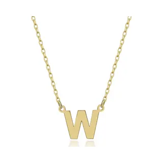 senay diamonds and gold Letter W Initial Gold Plated Ketting Zilver (925 Sterling) Trendy Minimalistisch Combi Bedel Goudkleurig Dames Meisje | Cadeau Voor Vrouw