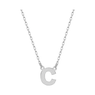 senay diamonds and gold Letter C Initial Ketting Zilver (925 Sterling) Trendy Minimalistisch Combi Bedel Zilverkleurig Dames Meisje | Cadeau Voor Vrouw