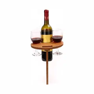 Trend24 - Wijntafel - Picknicktafel- Strandtafel - Inklapbaar - Draagbaar - Hout - Bruin