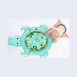 Trend24 Waterspeelmat - Watermat Baby - Tummy Time - Speelmat Baby - Watermat - Speelmat - Waterspeelgoed - Opblaasbaar - Pvc - 80 X 120 Cm - Lichtblauw