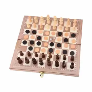 Trend24 Lapi Toys - Schaken - Backgammon - Dammen - Opvouwbaar - 29.5 X 29.5 X 2 Cm - Hout - Crème