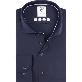 R2 Amsterdam Overhemd Donkerblauw, Effen