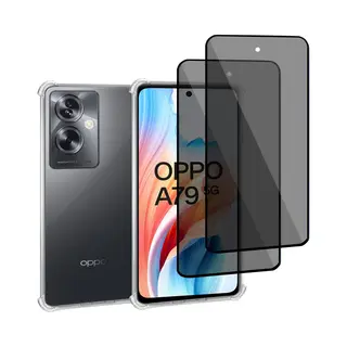 ChiGuard Geschikt Voor Oppo A79 5G - Hoesje + 2x Screenprotector – Gehard Glas Cover + Shock Proof Case - Transparant