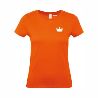Vundy Dames T-shirt Kroontje Klein Wit | Koningsdag Kleding | Oranje T-shirt | Oranje Dames | Maat Xxl