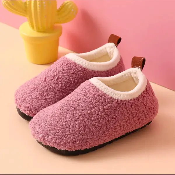Baby-slofje.nl Kindersloffen Van Baby-Slofje - Sloffen Kinderen - Pantoffels - Roze/lila - Maat 34/35 - Anti Slipzool - Warme Voeten - Warme Sloffen Voor Kinderen thumbnail