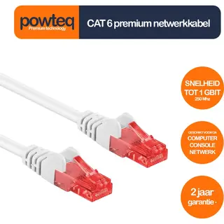 Powteq - 25 Cm Premium Utp Patchkabel - Cat 6 - Wit - (netwerkkabel/internetkabel)