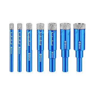 DW4Trading Diamant Boren Set - Tegelboren Met Wax ø 5, 6, 8, 10, 12, 14, 16mm - 7 Delig