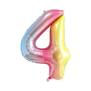 DW4Trading Regenboog Cijfer Ballon 4 - Feestversiering - Decoratie - Helium Ballon - 40 Cm