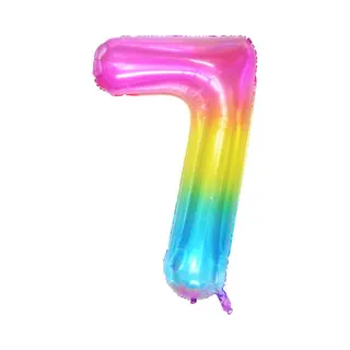 DW4Trading Regenboog Cijfer Ballon 7 - Feestversiering - Decoratie - Helium Ballon - 100 Cm