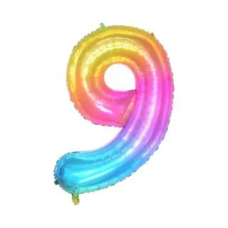 DW4Trading Regenboog Cijfer Ballon 9 - Feestversiering - Decoratie - Helium Ballon - 100 Cm