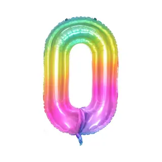 DW4Trading Regenboog Cijfer Ballon 0 - Feestversiering - Decoratie - Helium Ballon - 100 Cm