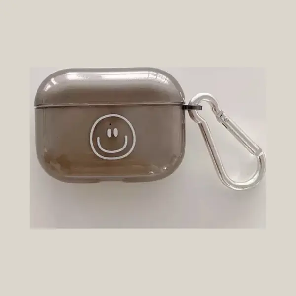 Hidzo - Hoes Voor Apple's Airpods Pro - Hard Case Zwart- Smile Face thumbnail