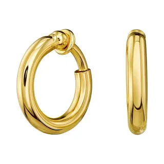 Traveller Clip Oorbellen - Oorclips Dames - Ring - Goudkleurig - 18 Mm - Verguld 22 Kt - 157599