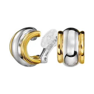 Traveller Clip Oorbellen - Oorclips Dames - Bicolor - Zilver- En Goudkleurig - Verguld 22 Kt - Geplatineerd - 157610