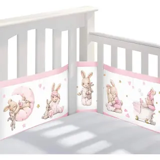 Buxibo - Baby Bed Omrander - Bedbumper - Hoofdbeschermer - Set Van 2 - 340x30cm & 160x30cm - Roze
