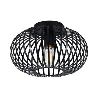 SensaHome 78174BK Plafondlamp Zwart - Industrieel Plafonnière Van Metaal - Retro Wire Kooi Design - 40x40x17cm - 1x E27 40W - Exclusief Lichtbron