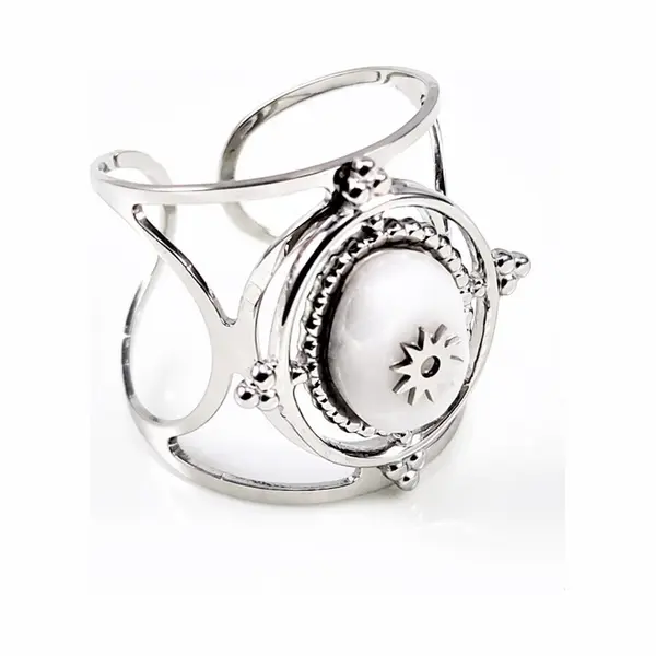 Dottilove Witte Natuursteen Stalen Dames Ring + Cadeauzakje thumbnail