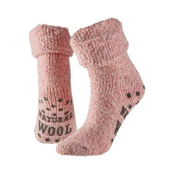 Morethansocks - Wollen Sokken Dames - Huisokken Dames - Licht Bruin - Maat 35/38 - Huissok Met Antislip - Pluizige Sokken - Slofsokken - Warme Sokken thumbnail