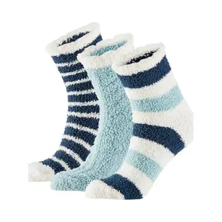 Apollo - Bedsokken Dames - Blauw - 3-Pak - One Size - Slaapsokken - Fluffy Sokken - Warme Sokken