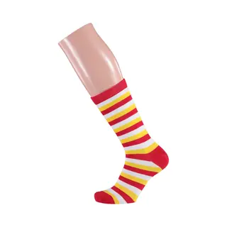 Apollo - Feest Sokken Met Strepen - Rood-wit-geel - Maat 41/46 - Gekleurde Sokken - Carnaval - Party Sokken Heren