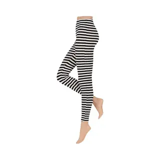 Apollo - Legging Dames - Stripes - Zwart/Wit - Maat S/M - Legging - Feestlegging - Legging Carnaval - Legging Meisje - Leggings