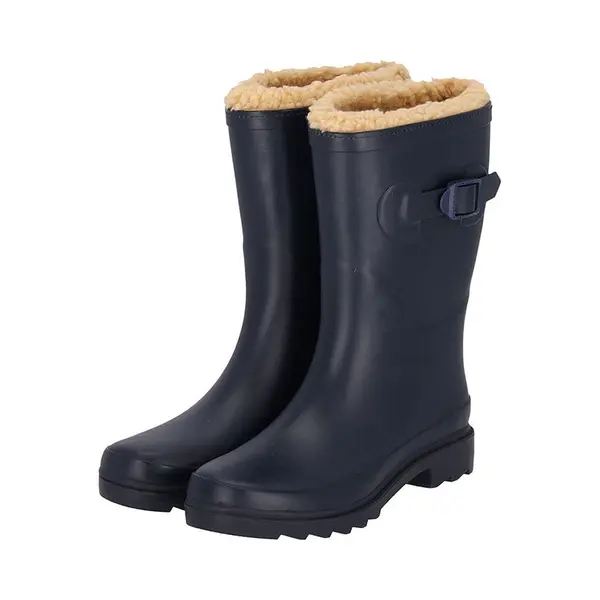 Morethansocks Xq - Regenstiefel Damen - Fake Fur - Regenstiefel Mit Futter - Gummi - Regenstiefel Damen - Stiefel Damen - Damen Regenstiefel - Regenstiefel, Navy - thumbnail