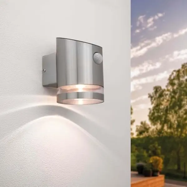 Ledvion Solar Elara, Outdoor Led Wall Light, Grey, Round, Rvs With Motion Sensor, For One Rvs 3000K Down, IP44 Certified, Dust & Water Resistant, thumbnail