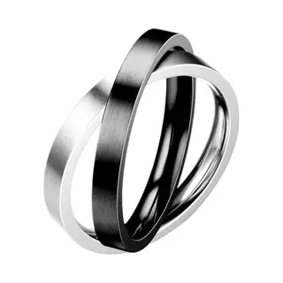 Despora Anxiety Ring - (2 Ringen) - Stress Ring - Fidget Ring - Anxiety Ring For Finger - Draaibare Ring - Spinning Ring - Zilver-Zwart Kleurig Rvs - (18.75