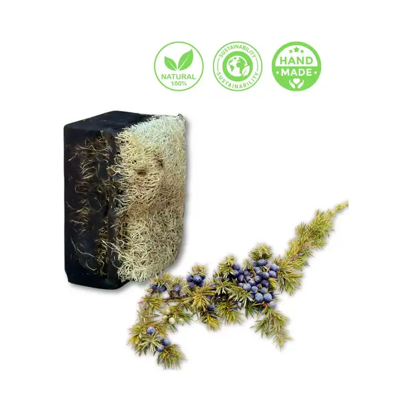 De Vitamineshop - Zeep - Zeep - Natuurlijke Jeneverbessen Zeep Blok Met Luffa – 100% Natuurlijke & Handgemaakte Loofah Scrubzeep - Handzeep - thumbnail