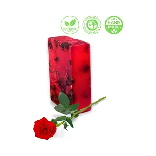 De Vitamineshop - Zeep - Natuurlijke Rozen Zeep Blok - Met Echte Rozenblaadjes – 100% Natuurlijke & Handgemaakte Verzorgingszeep - Handzeep -