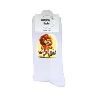 Lucky Day Socks Ek - Verjaardag Cadeau - Grappige Sokken - Voetbal Sokken - Wk - Leeuw -Leuke Sokken Voor Heren En Dames - Moederdag - Vaderdag - Print - Cadeau Voor