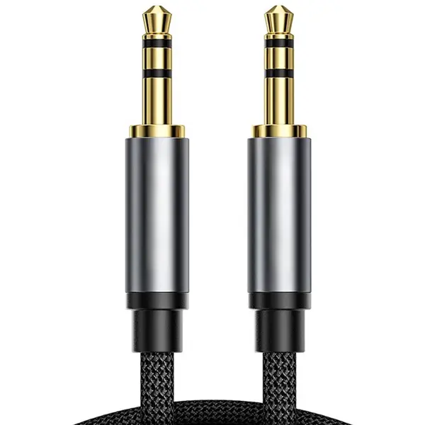 Qost - Aux Kabel 3.5 Mm - Braided - Gold Plated - Jack Kabel 3-Pole - Trs - Male To Male - Spacegrey - 3 Meter thumbnail