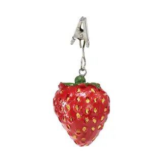 Decoris Season Decorations Tischtuchklammer, Tischdeckenbeschwerer Erdbeere 16x5x4cm Keramik 4er Set Rot / Grün
