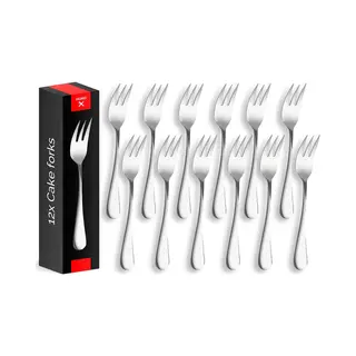 Hgmd® Hgmd Gebaksvorkjes - 12 Stuks - 14cm - Dessertvorken - Taartvorkjes - Cocktailvorken - Klein Vorkjes - Rvs