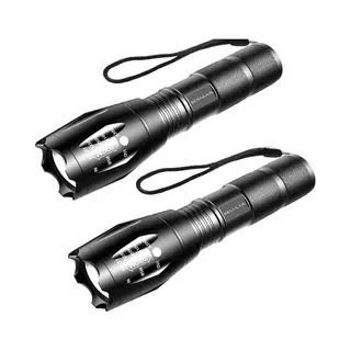 Besjaar Zaklamp - Militaire Zaklamp - 2 Stuks Zaklampen Led - 2000 Lumen - IP65 Waterdicht - Zwart