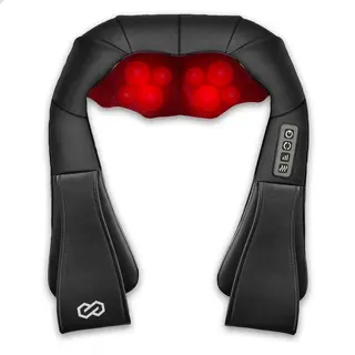 Infinity Goods Shiatsu Massagekissen - Nacken- Und Rückenmassage - Wärmefunktion Mit Infrarot - 8 Verstellbare Massageköpfe - Schwarz