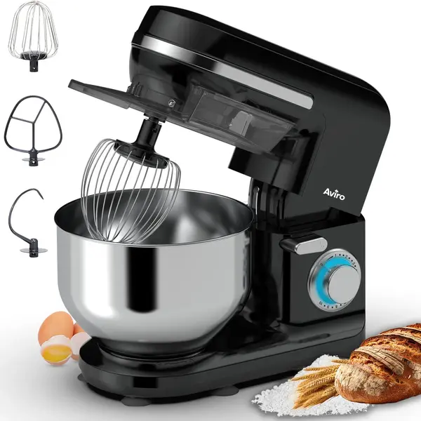 Brixy Küchenmaschine - Küchenmixer - 5L Edelstahl Rührschüssel - Küchenroboter - Küchenmaschine - Inkl. Zubehör - 1000W - Schwarz thumbnail