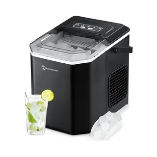 Kitchenwell IJsblokjesmachine – 1.3L - IJsblokjesmaker Met IJsschep – 12kg/24 Uur – Zelfreinigingsfunctie - Draagbaar - Zwart