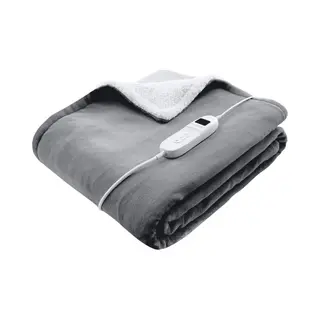 Bloomfold Heizdecke - 180 X 160 Cm - Waschbar - 2 Personen - 9 Stufen - Mit Timer - Flanell- Grau