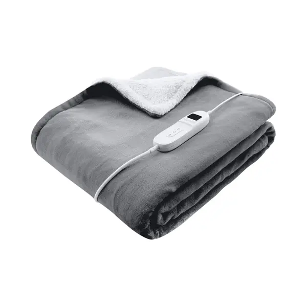 Bloomfold Heizdecke - 180 X 160 Cm - Waschbar - 2 Personen - 9 Stufen - Mit Timer - Flanell- Grau thumbnail