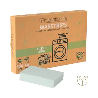 Holistic-Life Milieuvriendelijke Wasstrips - Fresh Linen 100 Wasbeurten Incl. Wasverzachter – Wasmiddeldoekjes Wasdoekjes – Detergent Sheets - Vegan