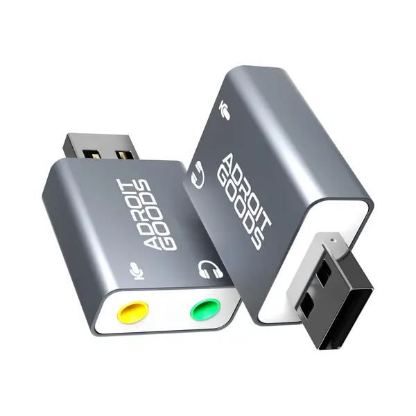 AdroitGoods Externe Usb (3D) Geluidskaart Adapter - Sound Card - Usb 5.1 - Space Grey thumbnail
