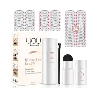 You Cosmetics® Wenkbrauw Stempel Set - Wenkbrauw Poeder - Make-up - Lichtbruin - Inclusief 48 Sjablonen