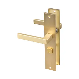 Ostiumhome® Alassio Deurklink Op Schild Met Wc-slot - Deurbeslag Met Wc-slot - 63 Mm - Geschikt Voor Binnendeuren - Mat Goud