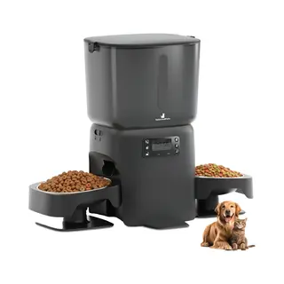 SelectedPets Automatische Voerbak Kat Met Dubbele Kom - Handmatig In Te Stellen - Zwart